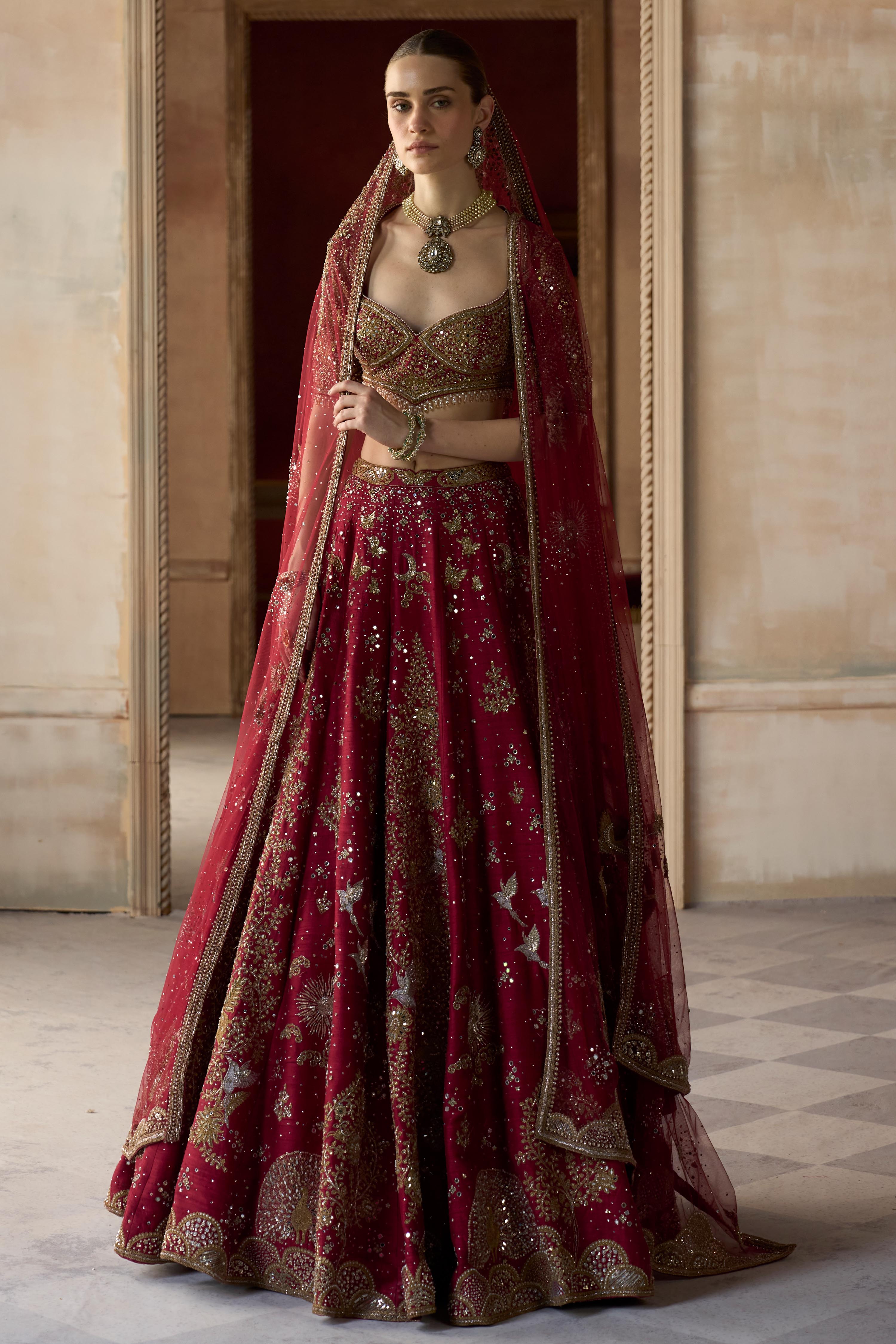The Royal Tree of Life Scarlet Lehenga