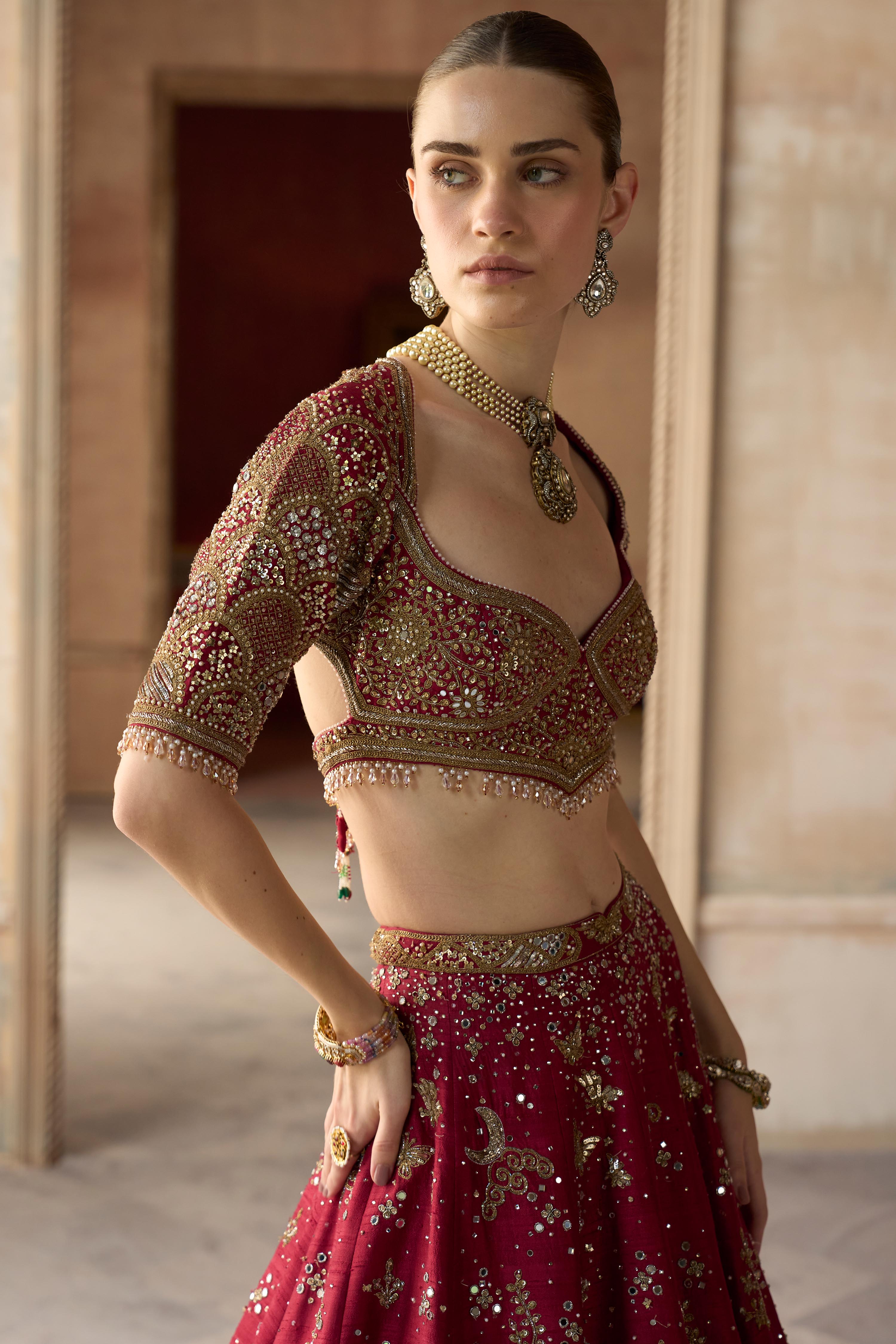 The Royal Tree of Life Scarlet Lehenga