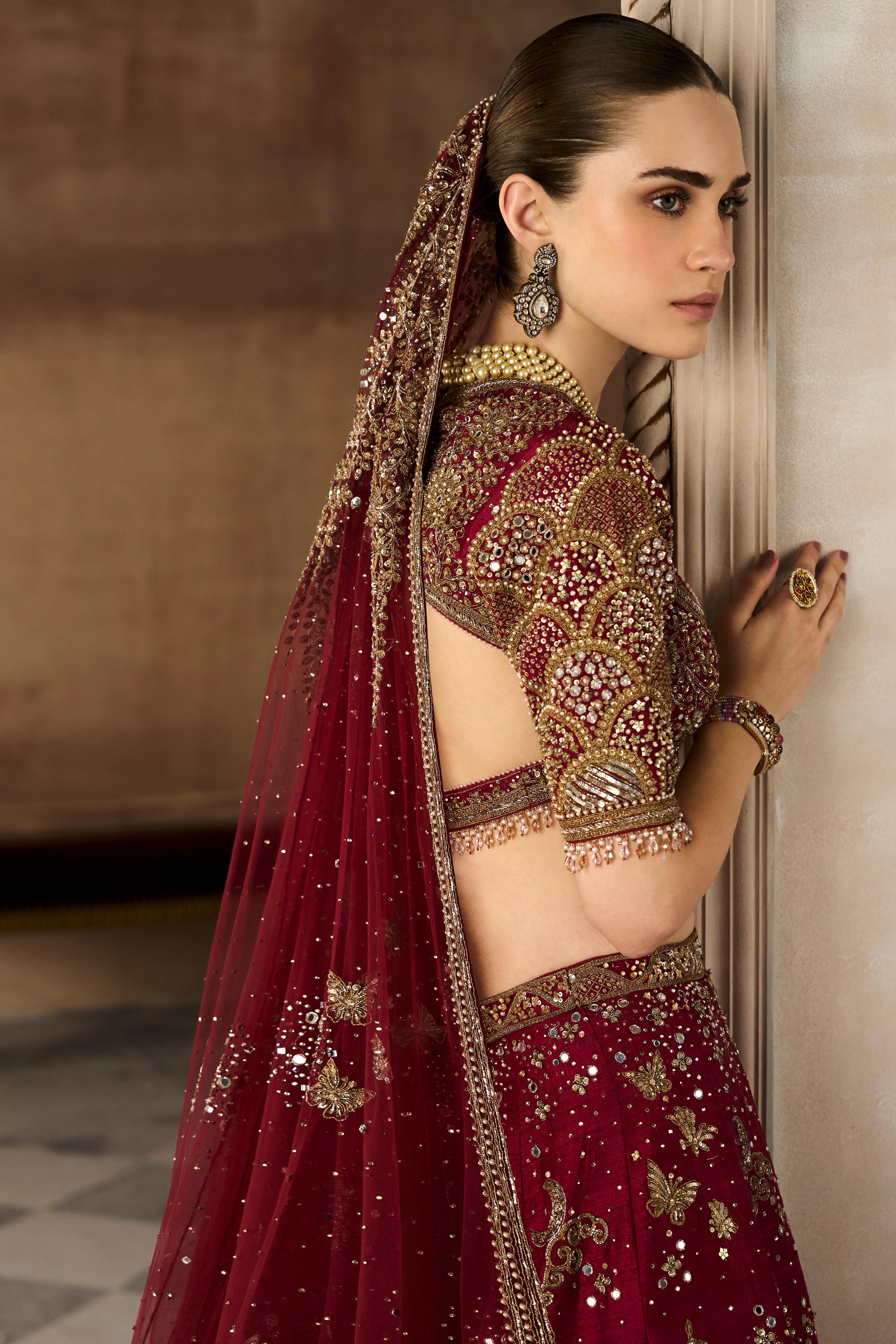 The Royal Tree of Life Scarlet Lehenga