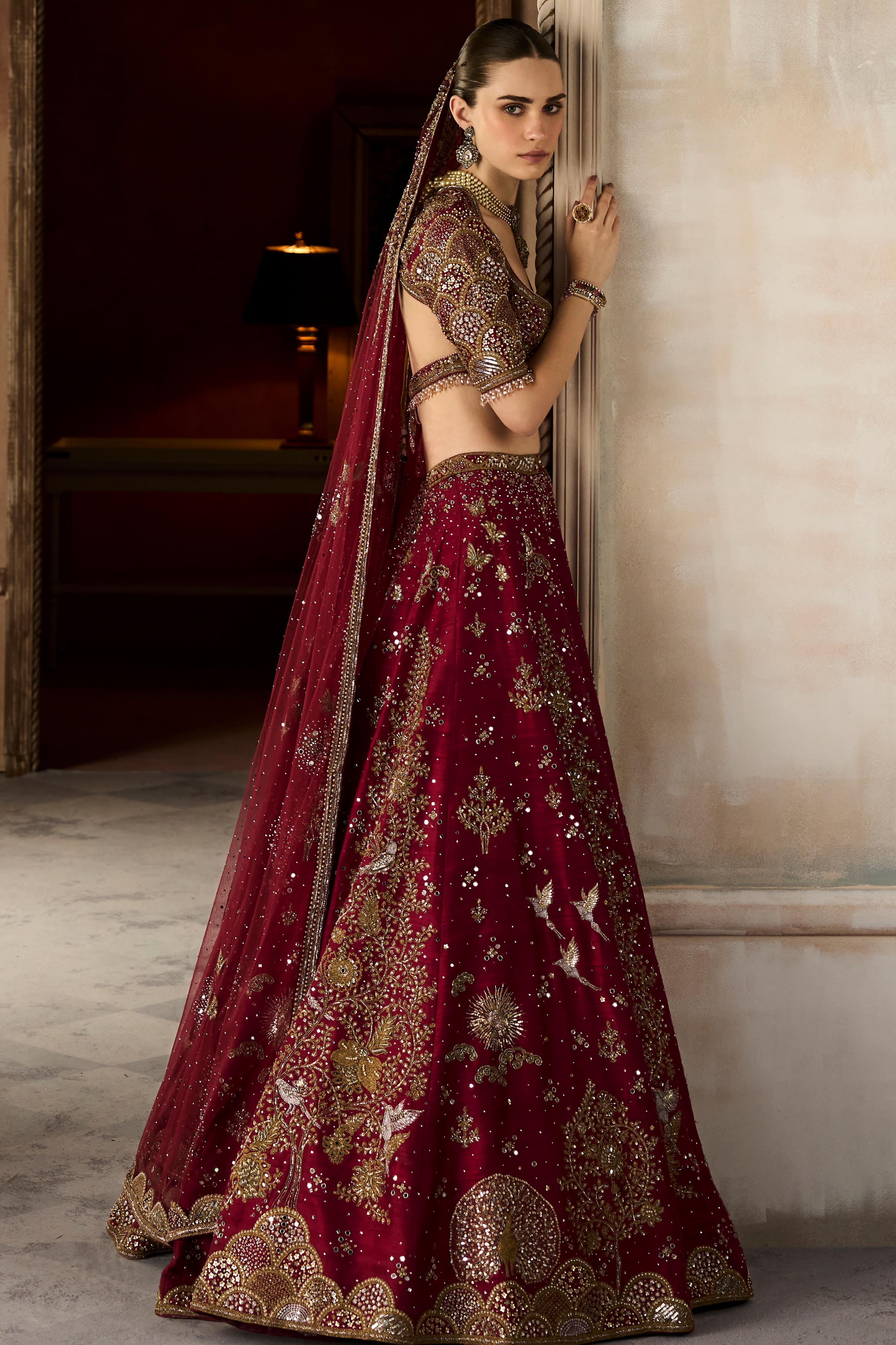 The Royal Tree of Life Scarlet Lehenga