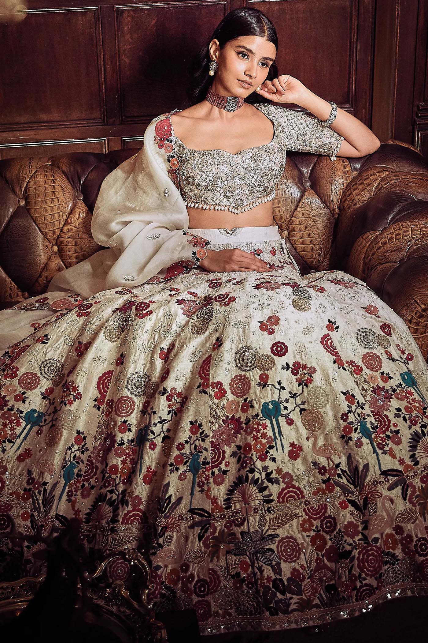 The Royal Satire Ekru Lehenga