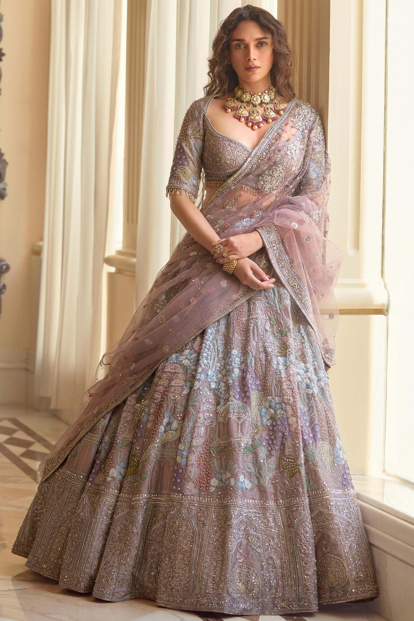 The Palace Of Provence - Aged Lavender Lehenga