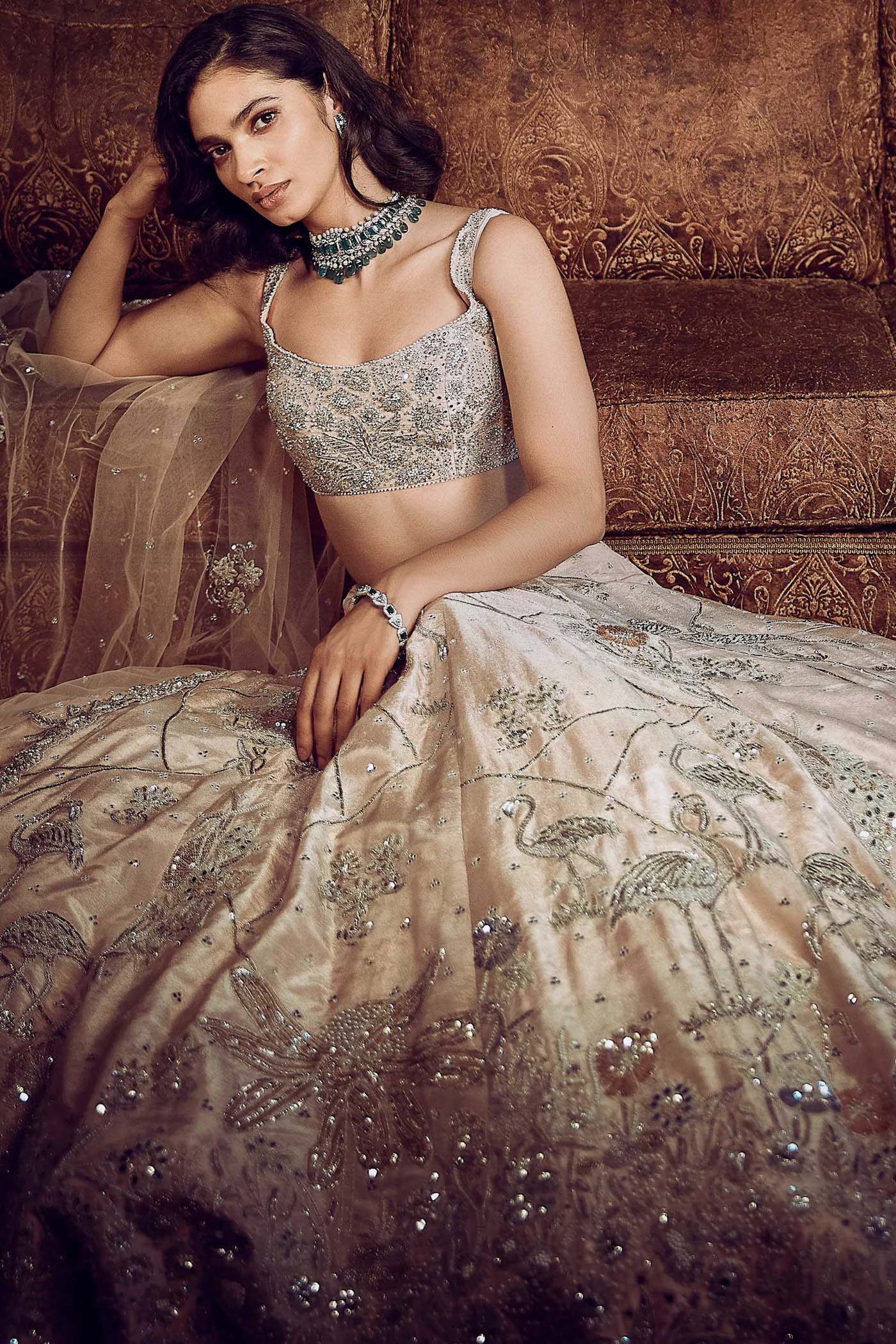 The Moroccon Pink Flamingo Landscape Lehenga