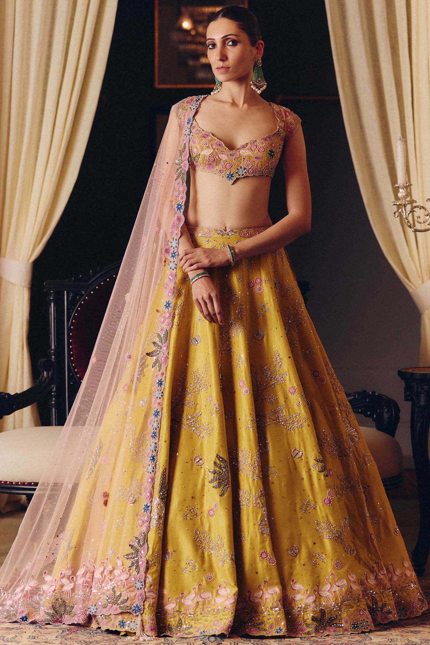 The Flamingo Landscape Lehenga