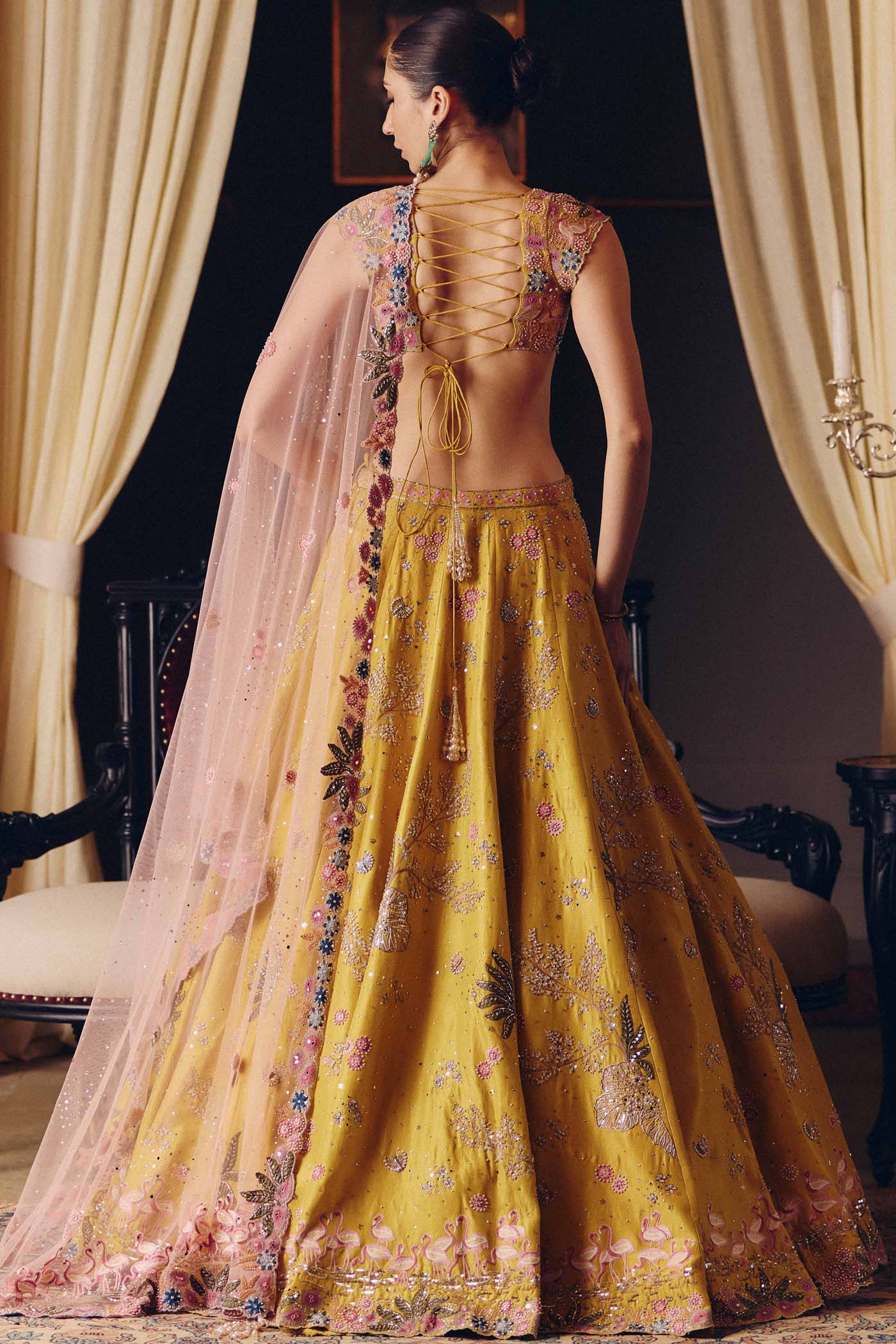 The Flamingo Landscape Lehenga