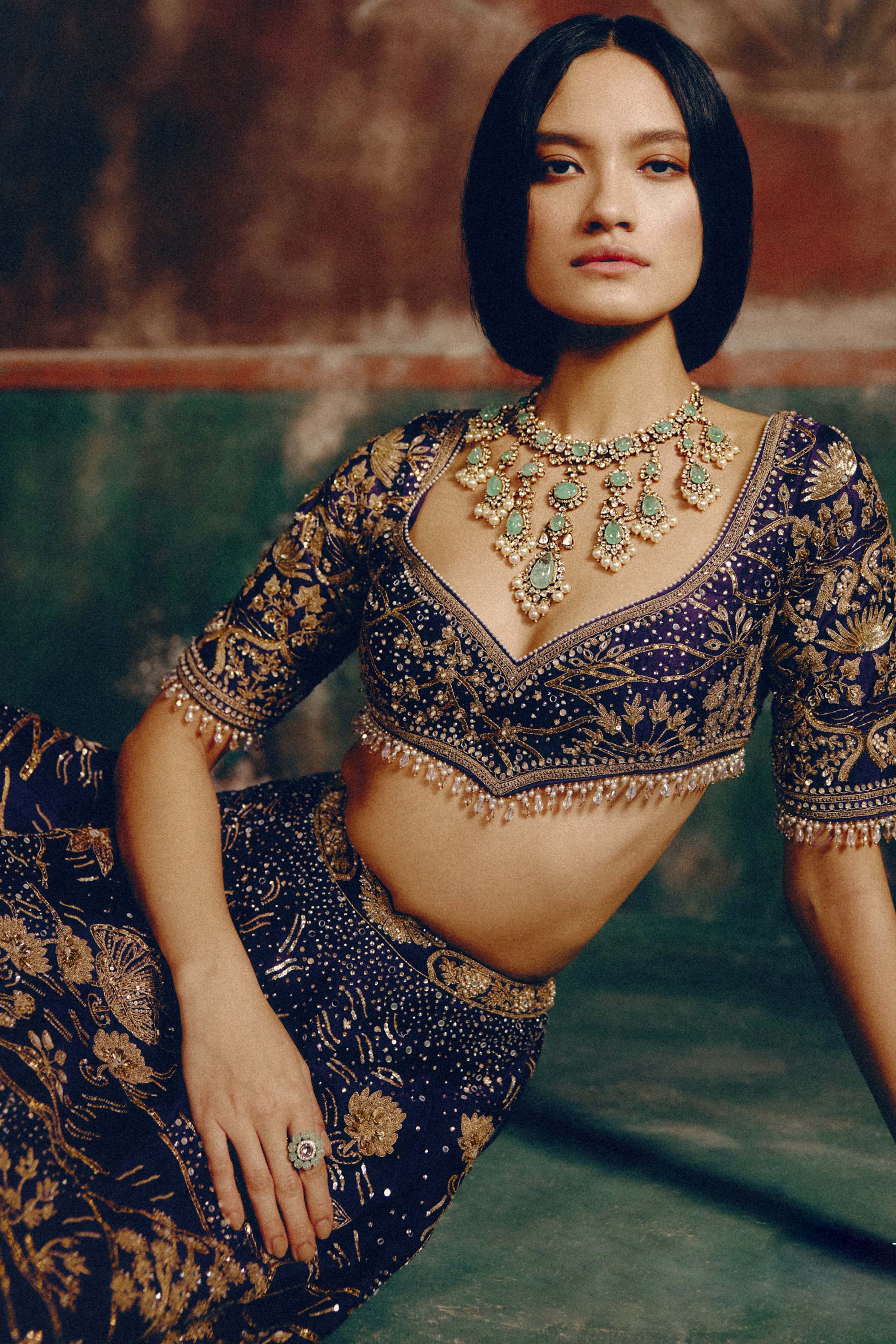 The Aubergine Udaibagh Lehenga