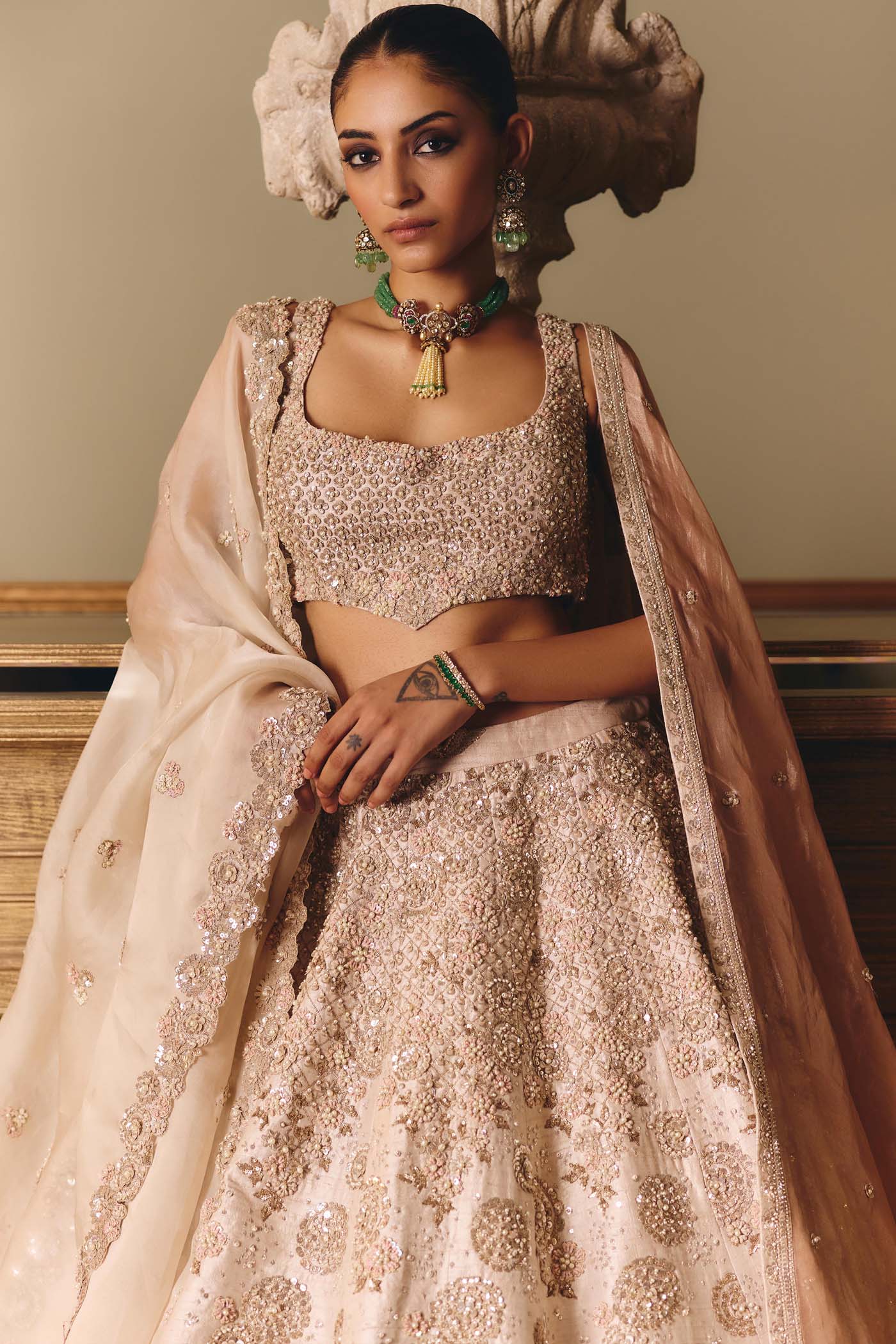 The Royal Ekru Saga Lehenga