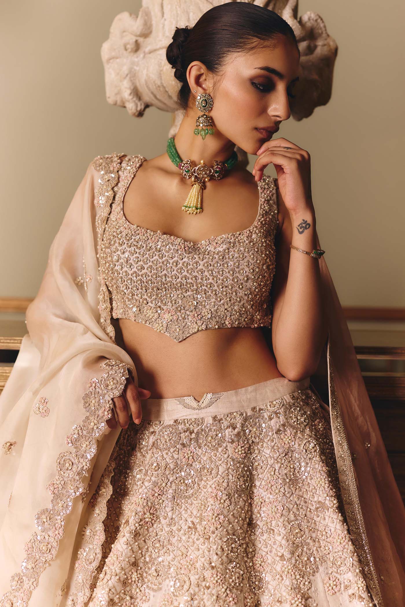 The Royal Ekru Saga Lehenga