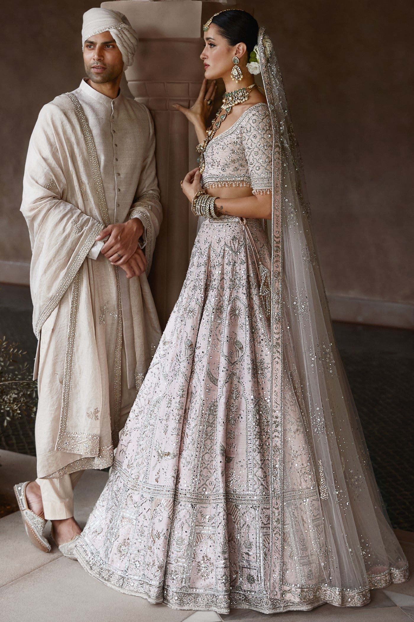The Silver Needle Ekru Sherwani