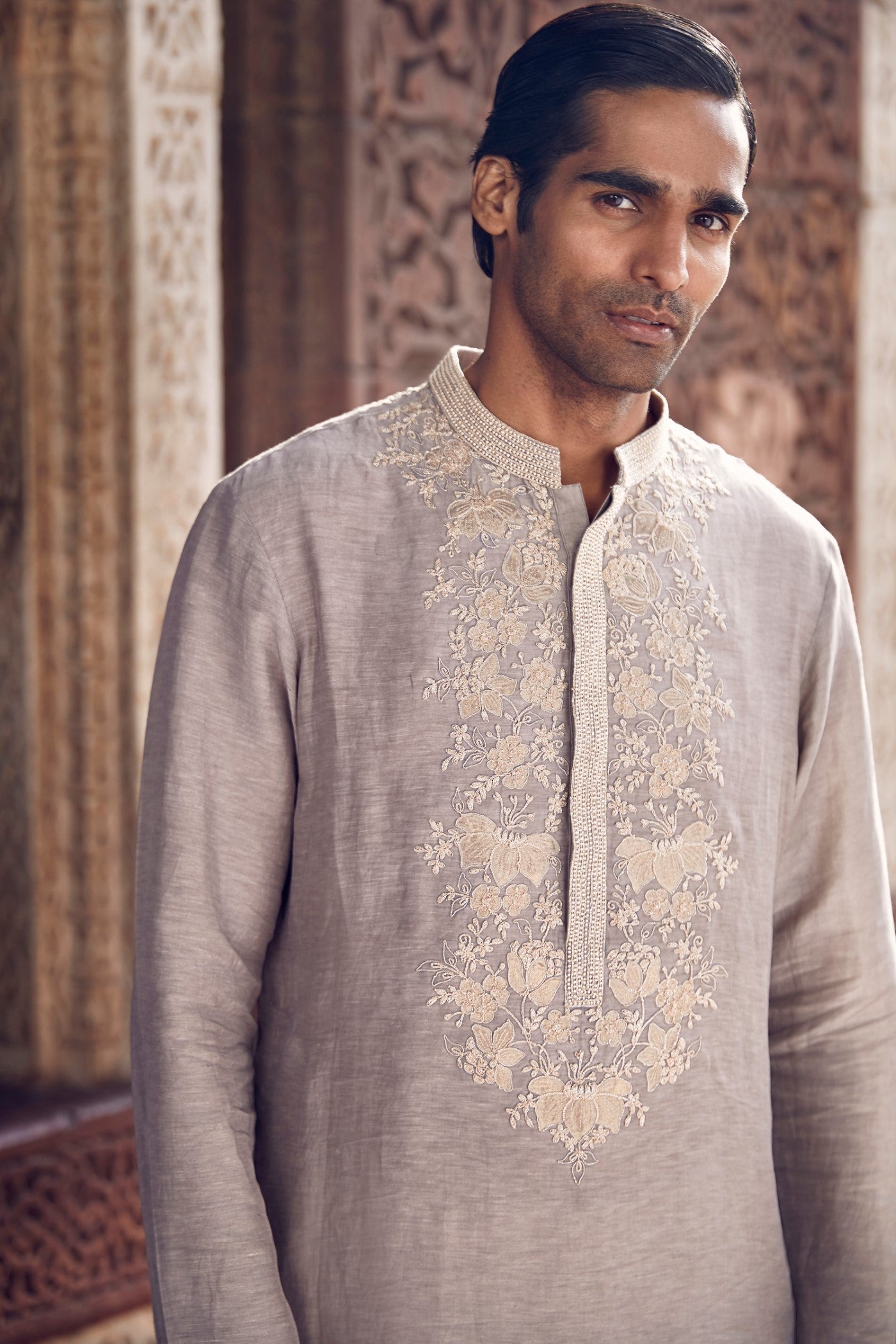 The Scottish Grey Sona Patti Kurta Set