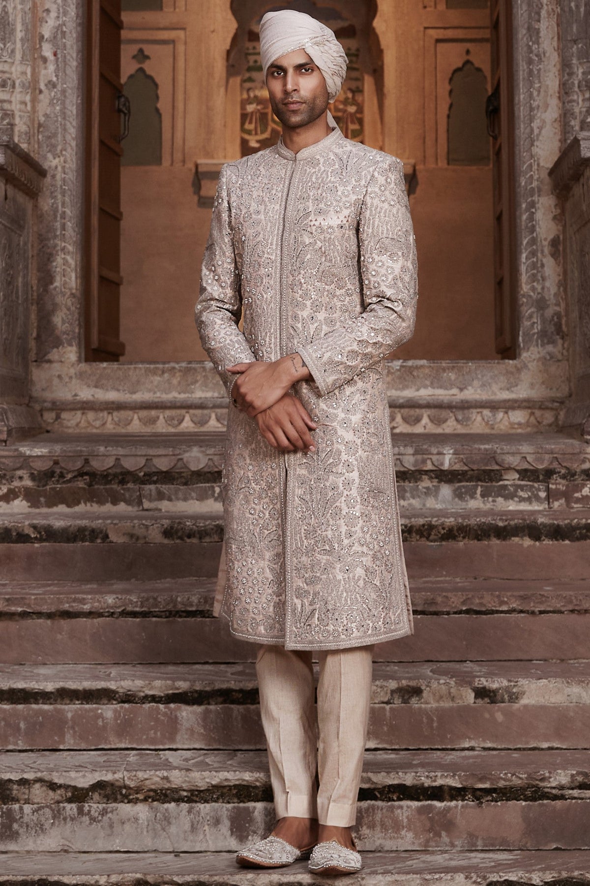 The Vintage Silver Needle Nandigram Sherwani