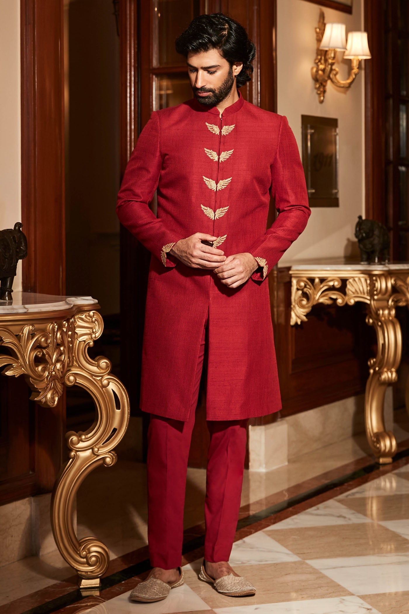 The Wings of Paradise Scarlet Sherwani