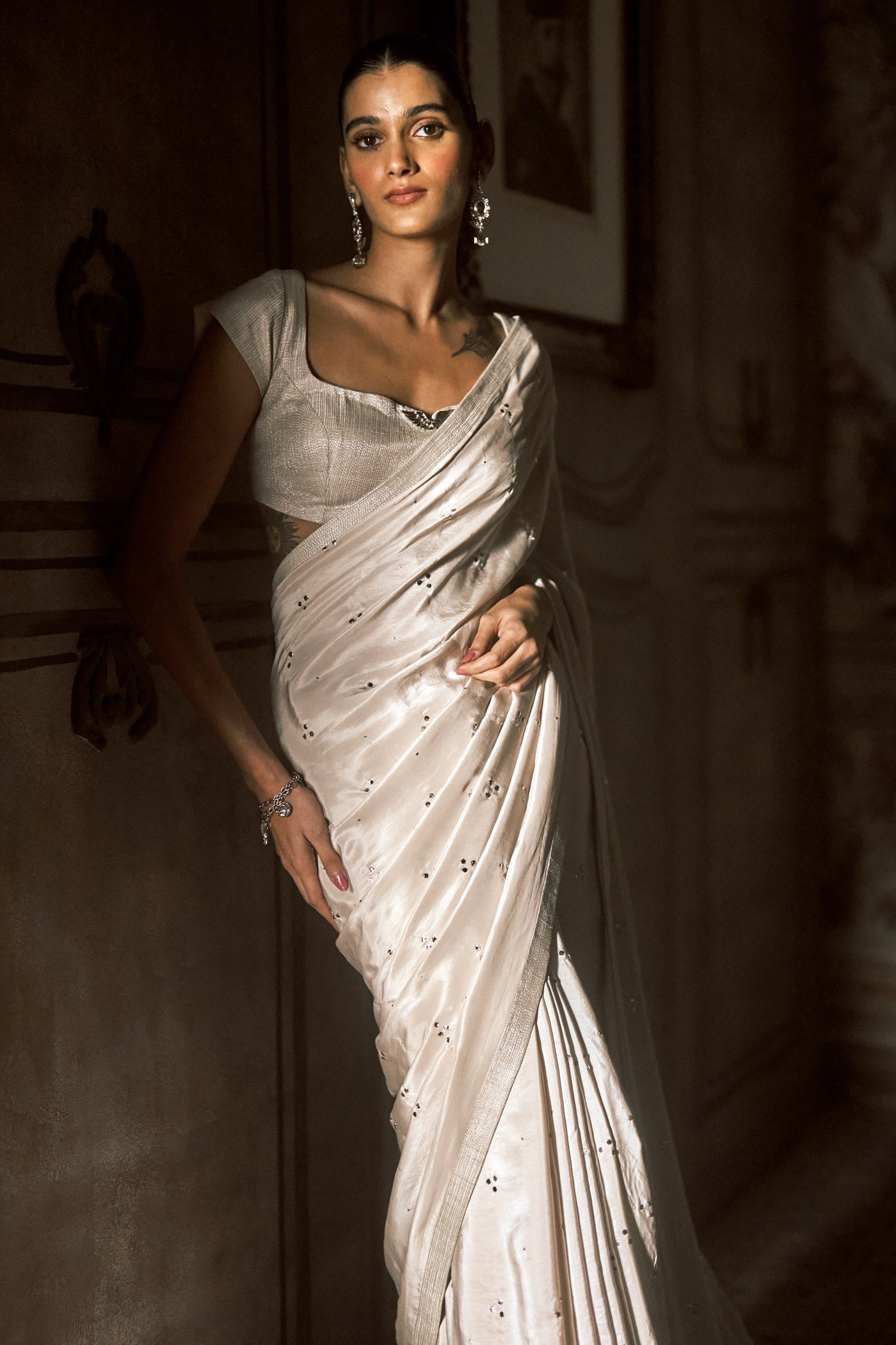 The Oslo Winged Silk Trinity Mukaish Saree