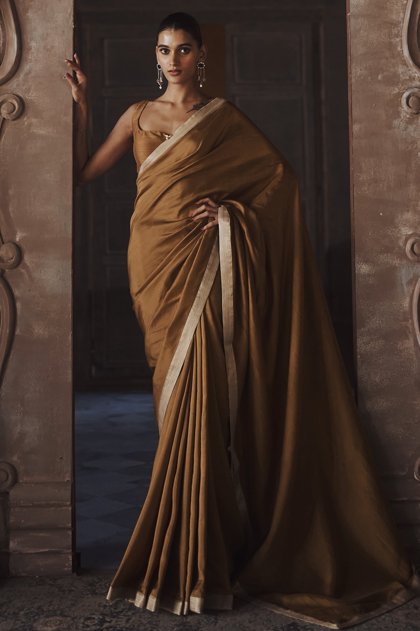 The Amber Roman Silk Saree