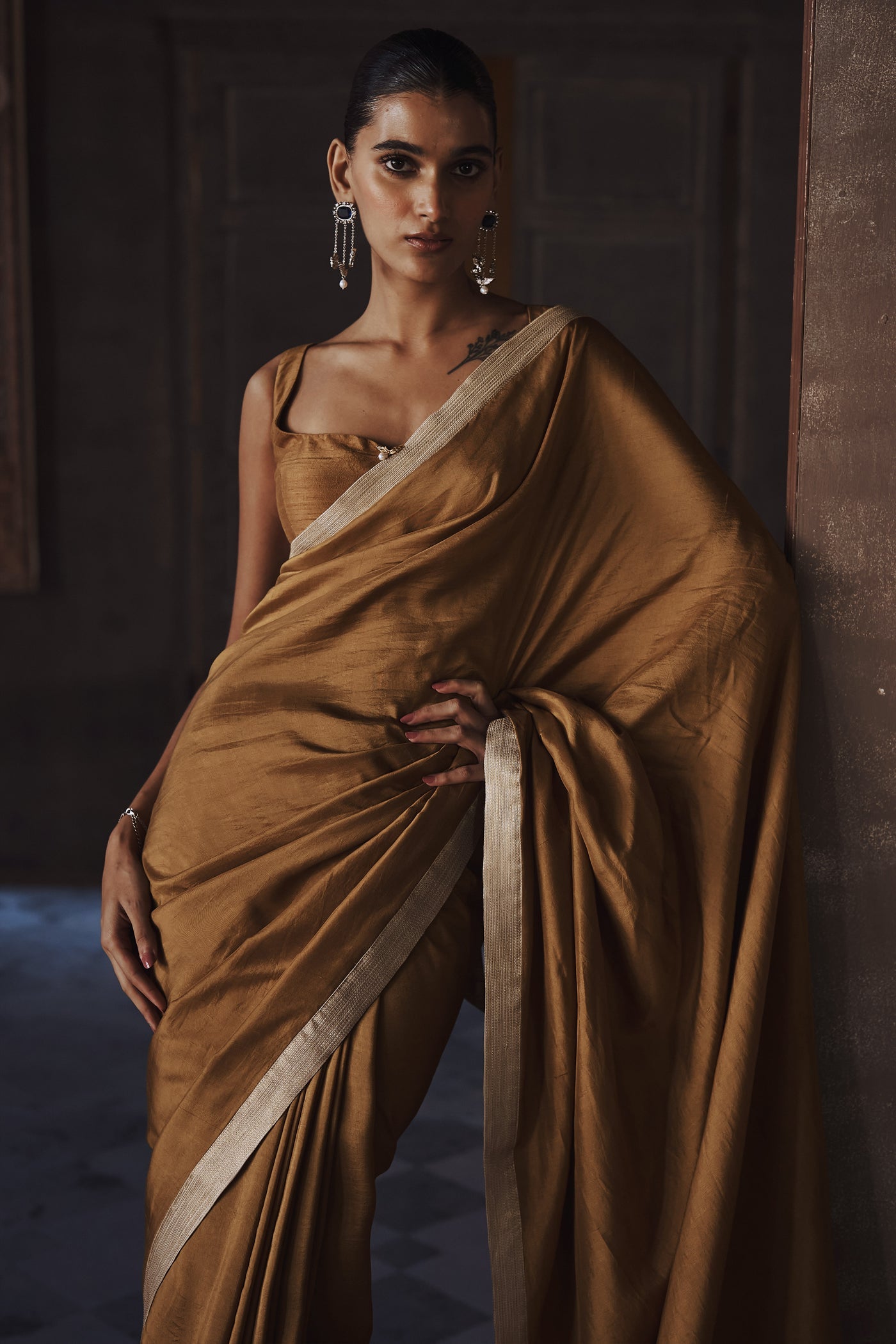 The Amber Roman Silk Saree