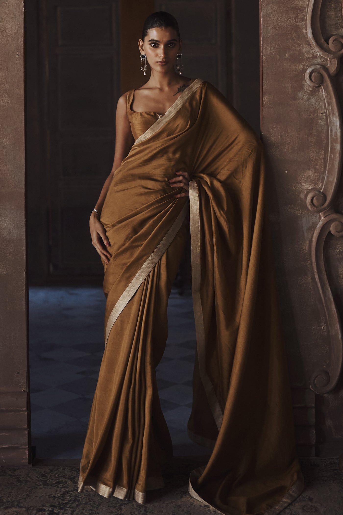 The Amber Roman Silk Saree