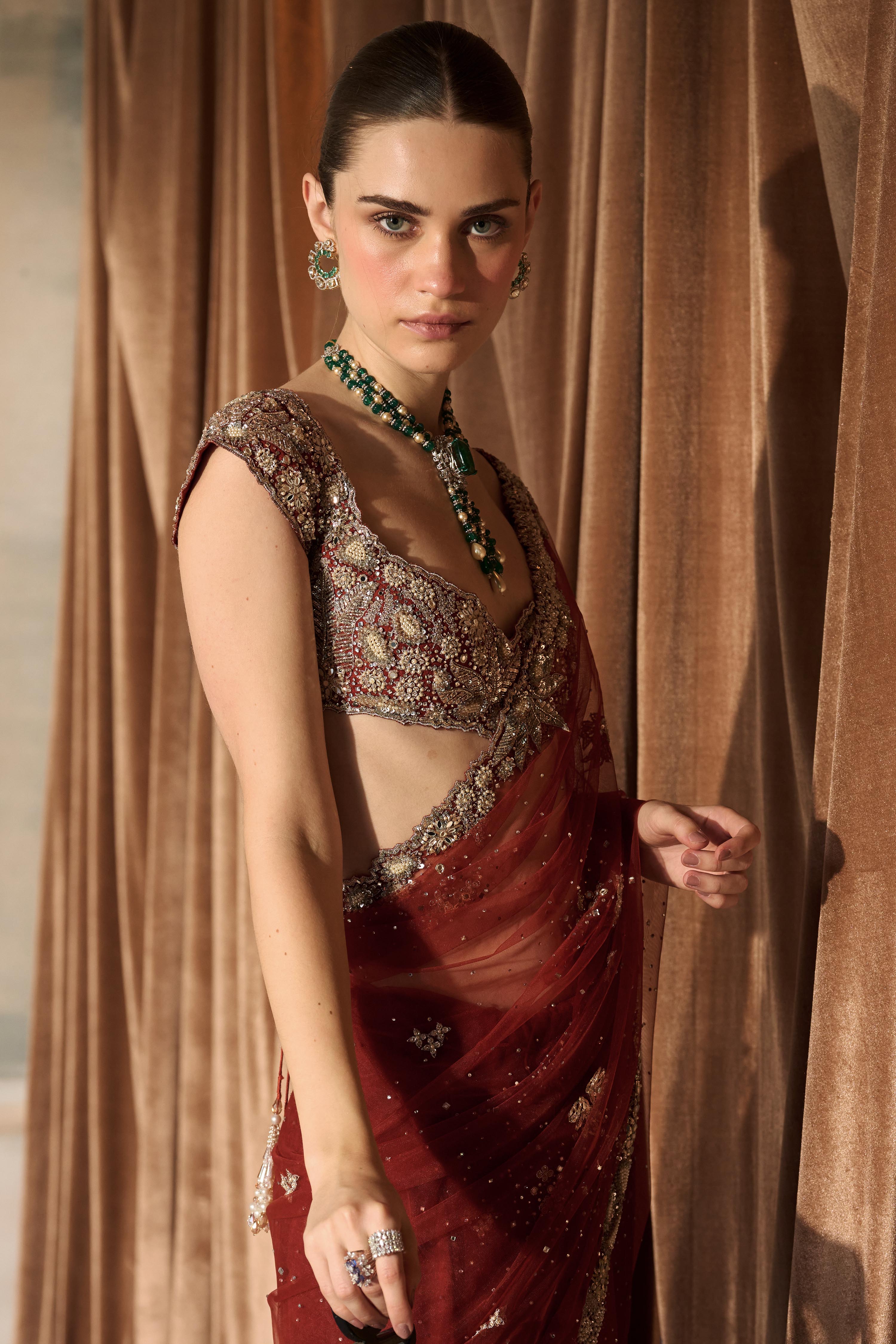 The Mashaal Tangerine Saree