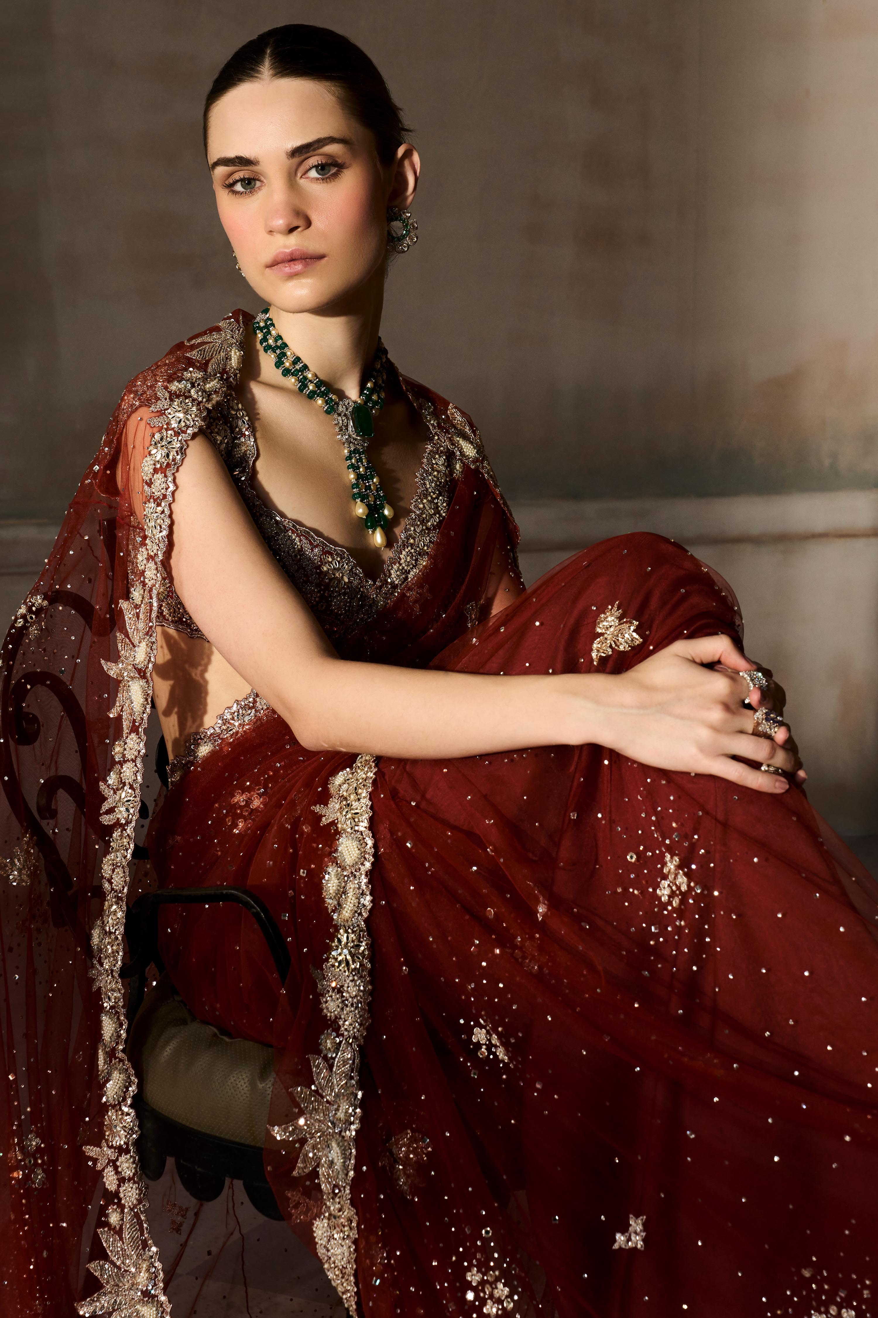 The Mashaal Tangerine Saree