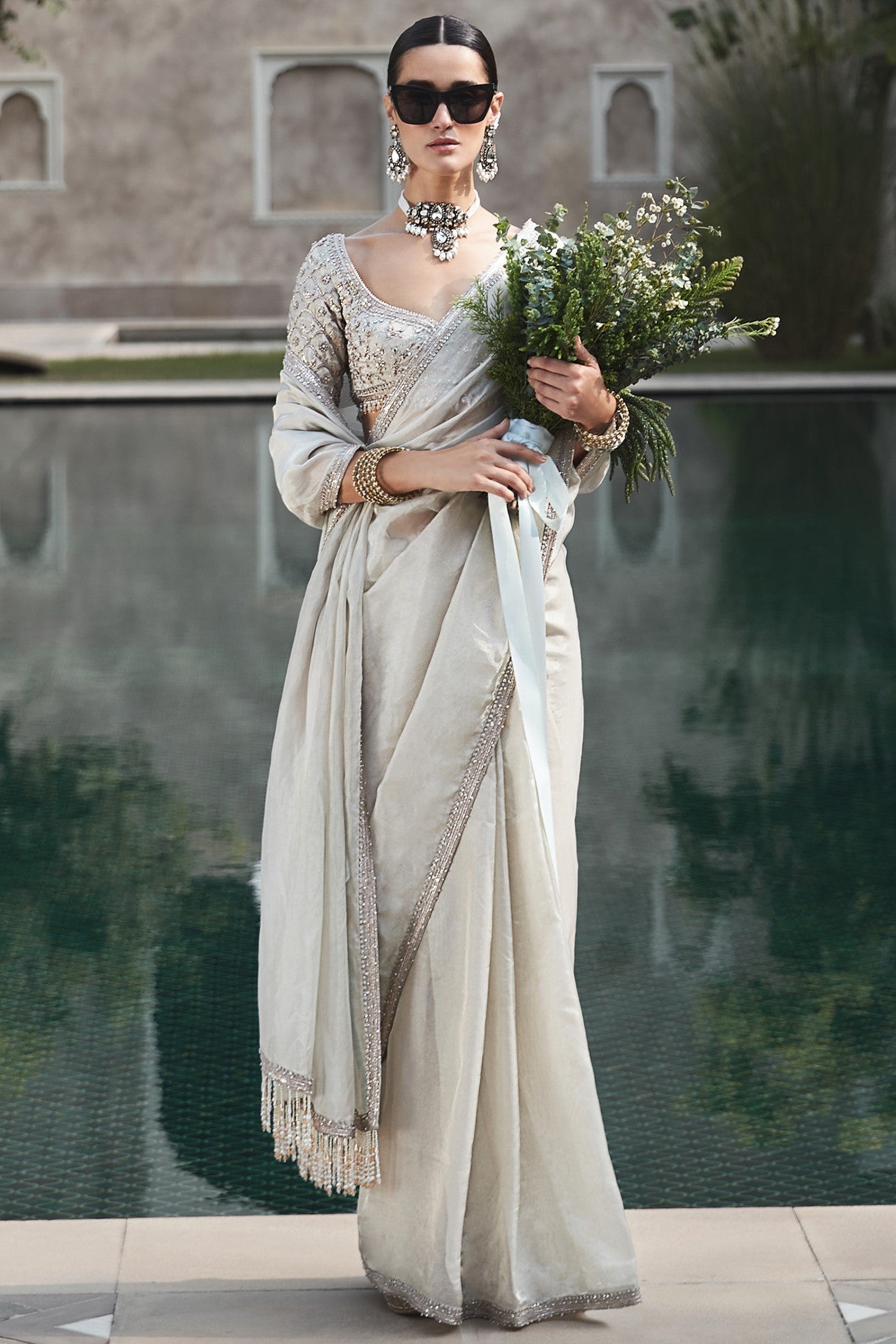 The Silver Needle Matsya Saree