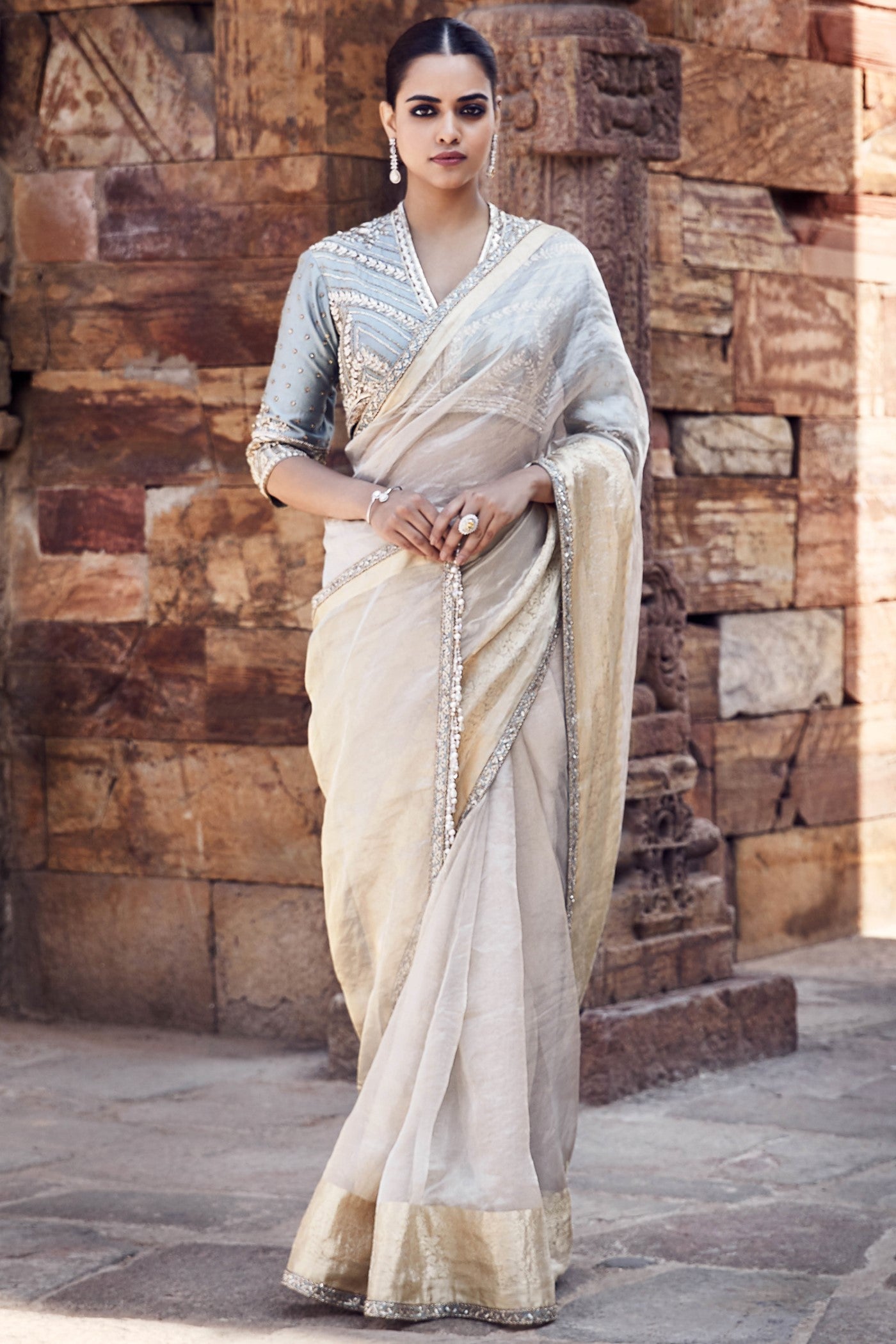 The Aquamarine Aurum Tissue Saree