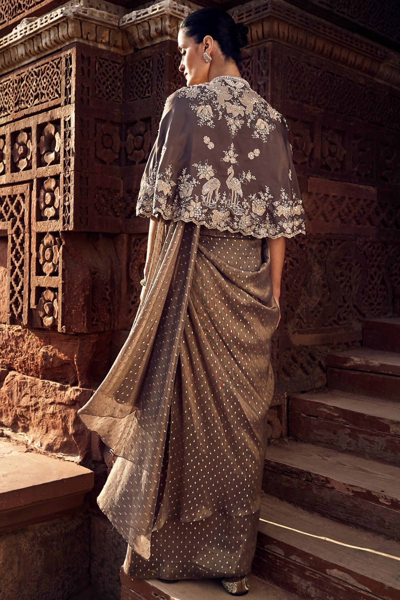 The Sona Patti Multani Mini Cape with the Iconic Wing Stitched Saree