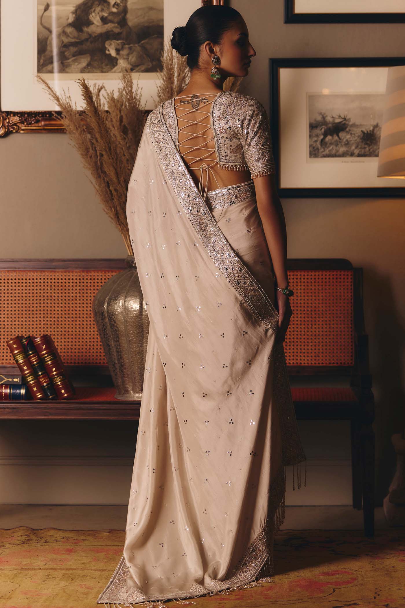 The Three Graces Silk Mukaish Saree