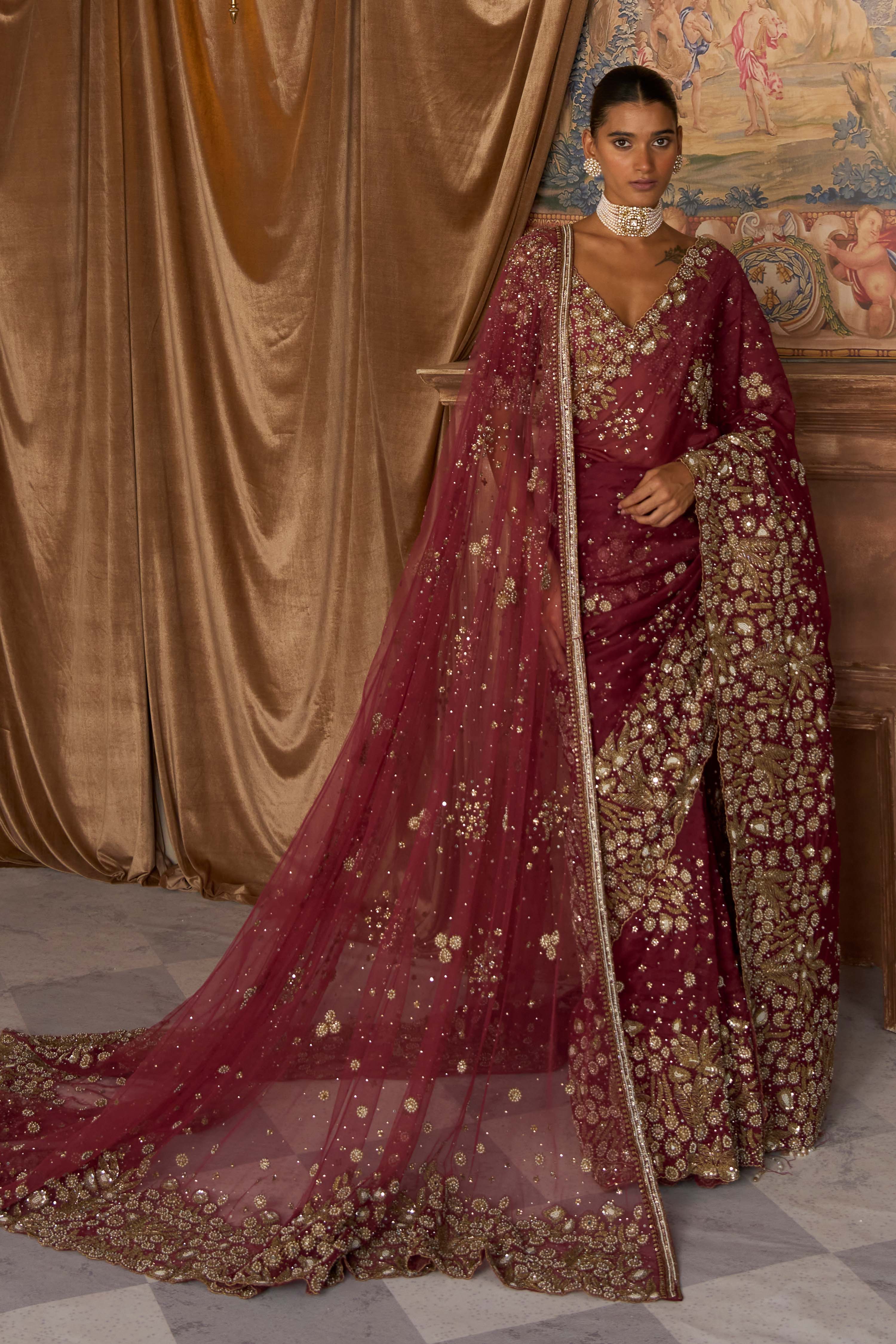 The Vintage Nizami Scarlet Saree