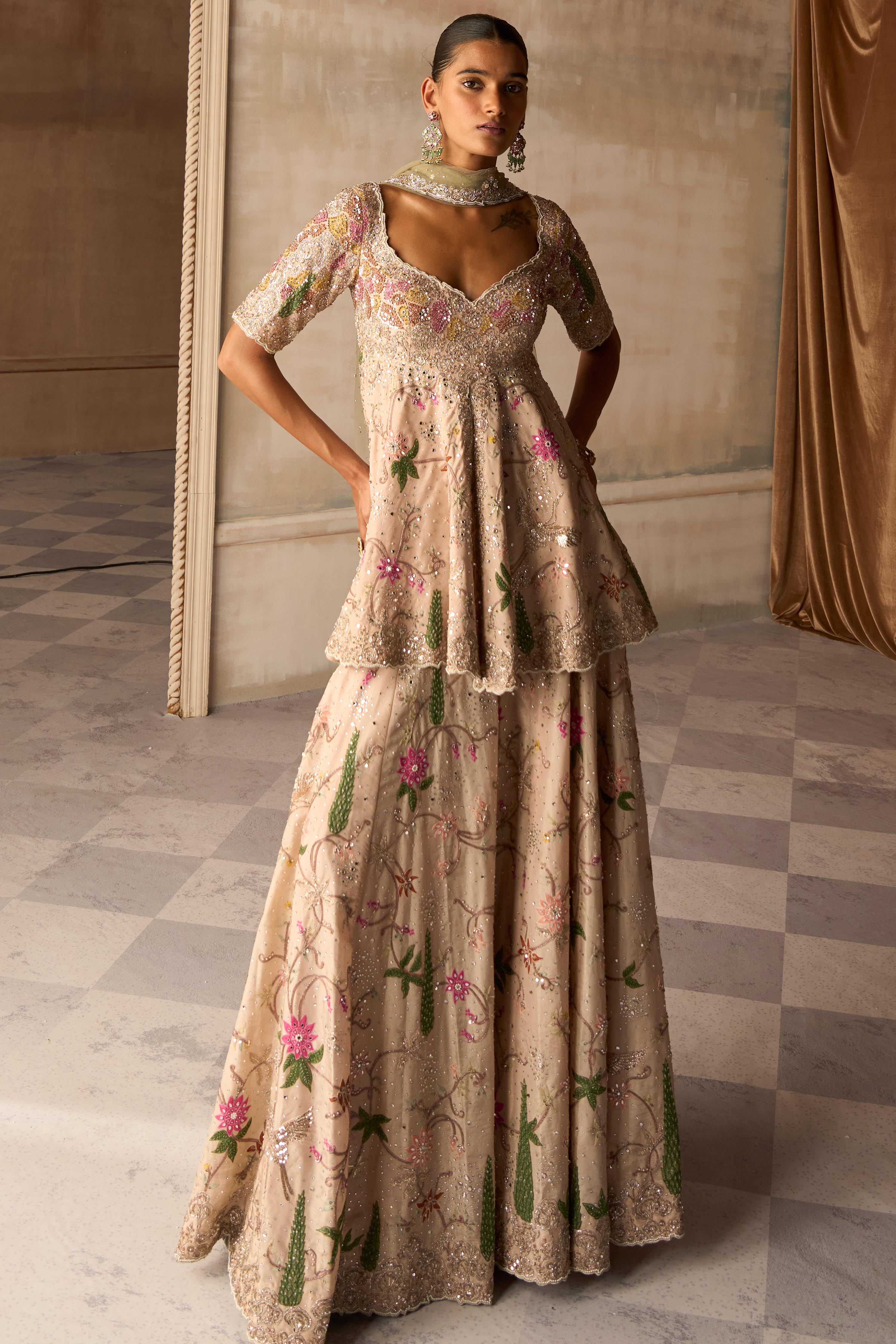 The Amanbagh Aged Apricot Sharara