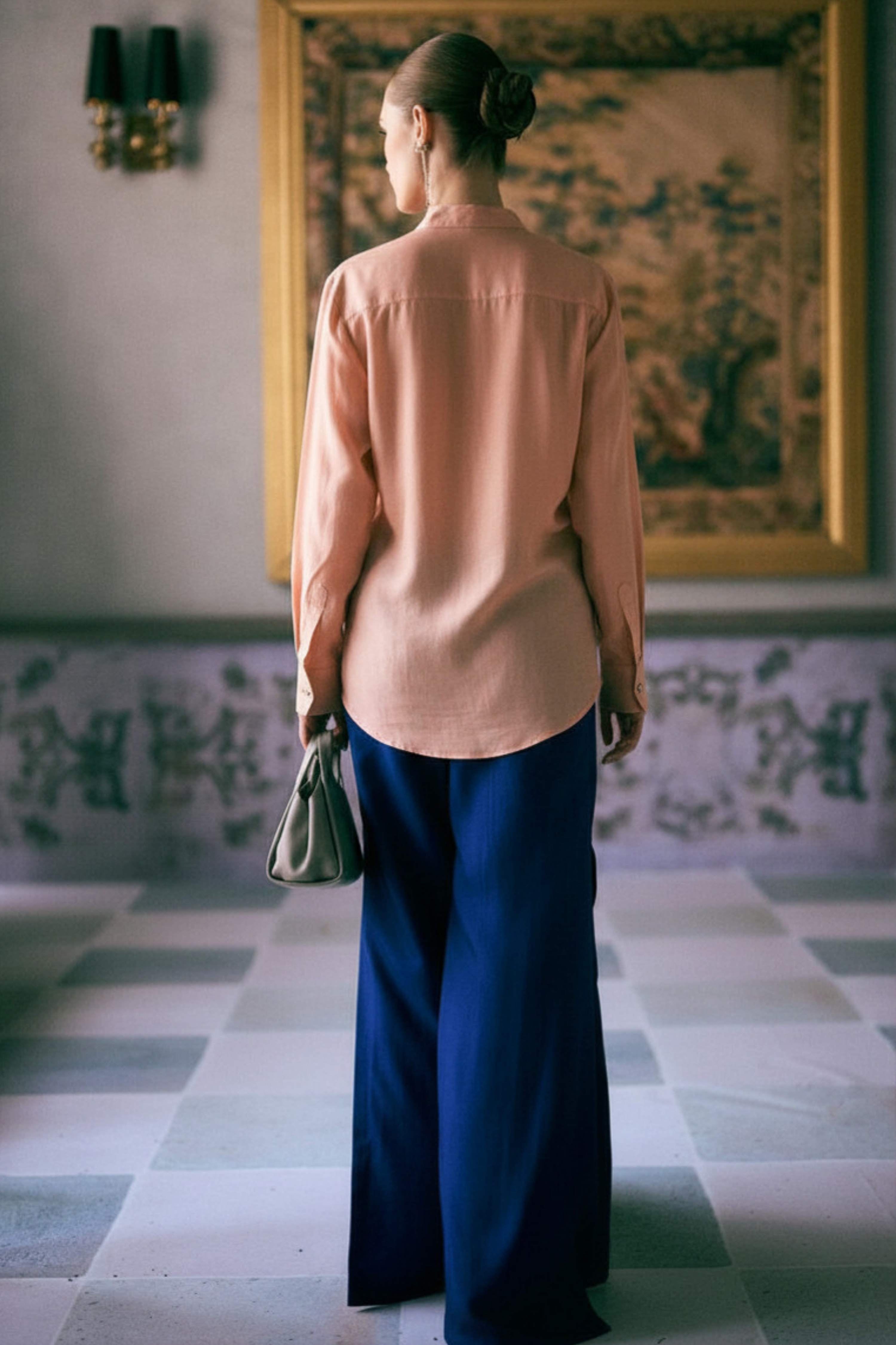 The Iconic Venetian Lion Silk Shirt in Silver hardware